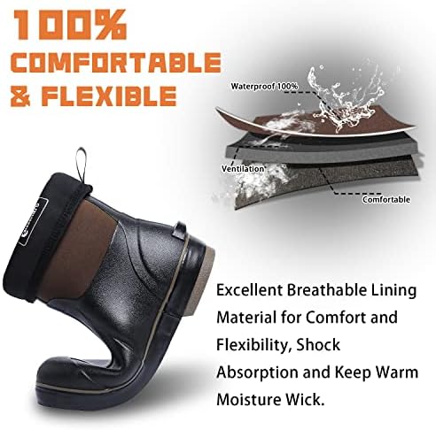 Gieeshield Mid Calf Водоотпорни изолирани гумени чизми со челик, 6мм неопренови гума на отворено чизми за мажи и жени, идеални за лов, земјоделство, градинарство и риболов