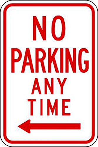 Зинг 2367 Еко Паркинг знак, без паркирање во секое време, лево стрела, призматичен со висок интензитет со висок интензитет, рециклиран алуминиум