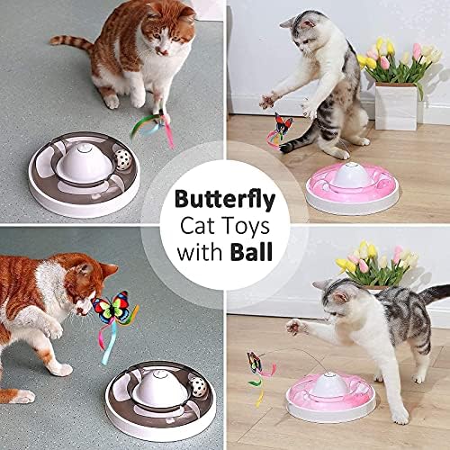 Интерактивна играчка со мачки со кружна патека, со 6 замени со пеперутка, автоматска електрична ротирачка пеперутка за роденденска играчка со мачки со вртења што с?