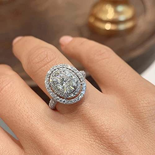 Womenенски прстен моден круг форма дијамантски прстен исечен прстен за ангажман на rhinestone за жени венчален прстен накит подароци ветуваат