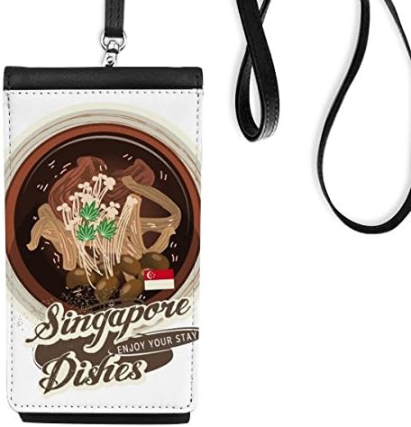 Традиционален Сингапур Бак Кут Тех Телефон чанта што виси мобилна торбичка со црн џеб