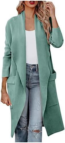 Кокера долги кардигани за жени модни цврсти палта со долги ракави фланел лаппел копче џеб со долги ровови јакна за надворешна облека