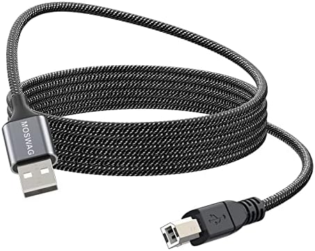 MOSWAG USB кабел за печатач 5FT/1.5METER скенер кабел УСБ печатач Тип А до тип Б Трајни USB 2.0 Скенер кабел со голема брзина за HP, Canon, Dell, Epson, Lexmark, Xerox, Brother, Samsung и повеќе