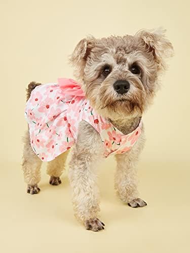 Фустани за кучиња Qwinee, цветни кучиња кошула здолниште роденденска венчаница за кучиња за кучиња за мачки мало куче розово s