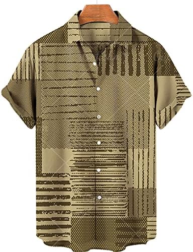 BMISEGM летни кошули за пливање за мажи Обични машки лабави лапави печати кратки ракави манжетни за копче за копчиња за долги