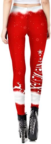 Iius Божиќни хеланки со високи половини за жени плус хеланки со големина Елк елени за кревање на атлетска салата фитнес јога панталони
