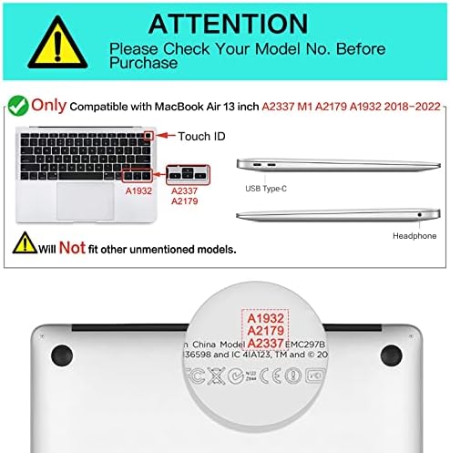 Mosiso компатибилен со MacBook Air 13 Inch Case 2022 2021 2020 2019 2018 Објавување A2337 M1 A2179 A1932 Retina Display со ID на допир, пластична