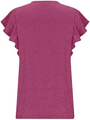 Жени летни врвови 2023 модна цврста боја v вратот на ракав за ракави за ракави за жени лабава вклопена кошула со кратки ракави со ситници со