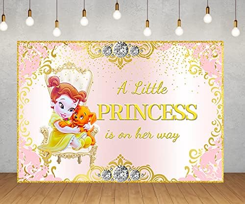 Малата Принцеза Е На Пат Позадина За Украси За Забави За Туширање За Бебиња Убавина И Ѕверот Бебе Принцеза Бел Банер за Материјали