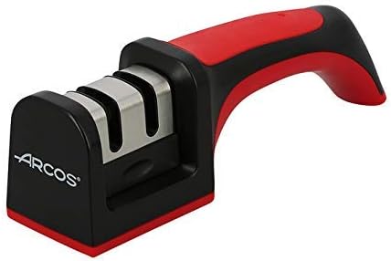 Аркос Острилки Рачен нож острилка алатка. Изработени ОД ABS + TPE. Карбид И Керамички Ролки. Чувајте Ги Ножевите Остри. Црна И Црвена Боја