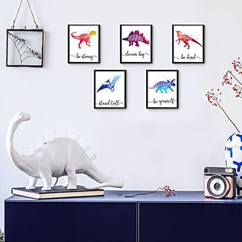 Зонон 9 парчиња 8 x 10 инчи диносаурус момче соба декор диносаурус акварел постер wallидна уметност печати диносаурус мотивациони