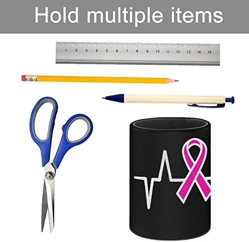 Рак на дојка за рак на дојка ПУ кожени моливи за моливи на тркалезно Пенка за садови за контејнери за канцеларија за канцелариски дом
