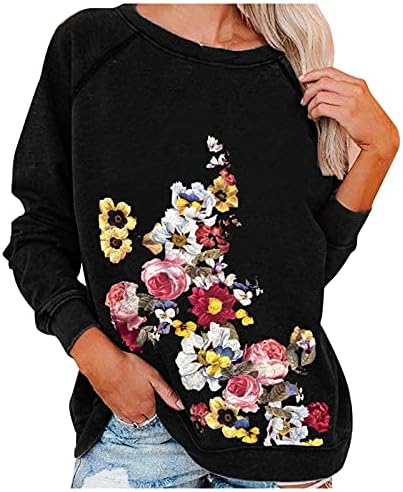 Обичен џемник на FMCHICO CANUMENCENCHECK SWETSHIRTER отпечатено лабава мека долга ракав пуловер врвови кошули
