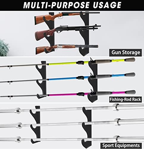 Wiphany Black Endoor Gun Rack and Storage држи 3 огнено оружје со тешки челични wallидови монтиран wallид за складирање на wallидови со држач