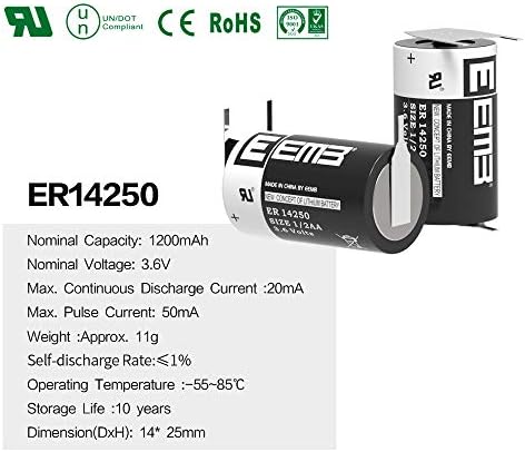 EEMB 100Pack ER14250 1/2AA 3.6 V Литиум Батерија СО VBR Лемење Јазичиња Li-SOCL2 Не-Полнење Батерија XL-050F SB-AA02 LS14250 TL-5902