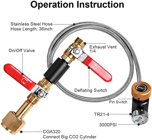 CGA320 G1/2 CO2 Црево за адаптер за полнење на цилиндарот - Комплет за приклучување на станицата за полнење на сода, за полнење со сода
