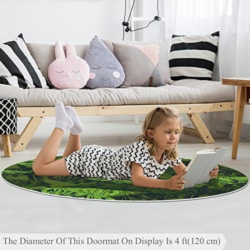 Llnsupply 5 ft круг килим за игра со низок куп, тропски лист зелен бебе ползи подни душеци игра игра ќебето новороденче деца тепих