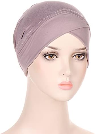 4 парчиња цврста боја внатрешна хиџаб капачиња муслиманско чело крсто -турбан истегнат хиџаб за жени со глава на шамија под хиџаб