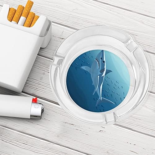 Сина ајкула стаклена пепелници за цигари и цигари, држач за табела за табела за табела за декорација на маса