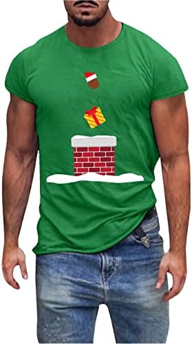 Gdjgta Mens Mase Leisure Sports Sports Christmas Christmas Printing кратки кошули со кошули за високи мажи