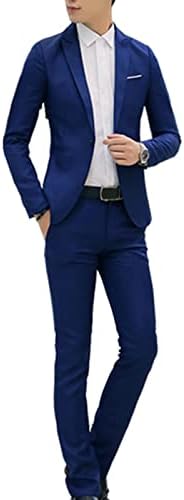 Lcepcy одговара за мажи 3 парче моден тенок фит фустан костум со цврста шал јака со едно копче формално јакна за панталони за елек