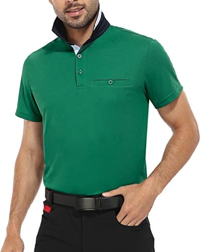 Хиверлеј Поло кошули за мажи со долга и кратка ракав за голф кошула со џеб upf 50+ Брза сува работа перформанси