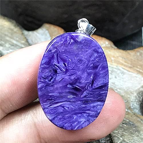 Природна обвивка за приврзоци Виолетова Шароит Кристал камен за жени мажи заздравуваат подарок 26x19x8mm монистра овален скапоцен