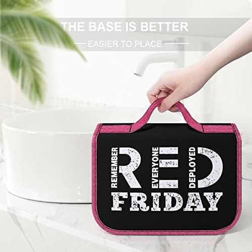 Запомнете Сите Распоредени Црвен петок-06 Тоалетна Торба Патување Шминка Торба Со Виси Кука Голем Капацитет Пренослив Козметички Организатор