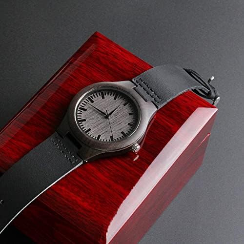 Мојот Човек, Те Сакам-Врежан Дрвен Часовник со Единствена уникатна шема на дрвени зрна, Машки Ажурен Часовник Со Кутија Од Махагони, Машки