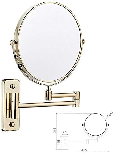 Novoce Wallид поставен двострано 3x зголемување козметичко огледало 8-инчен суета огледало 360 ° огледало за шминка
