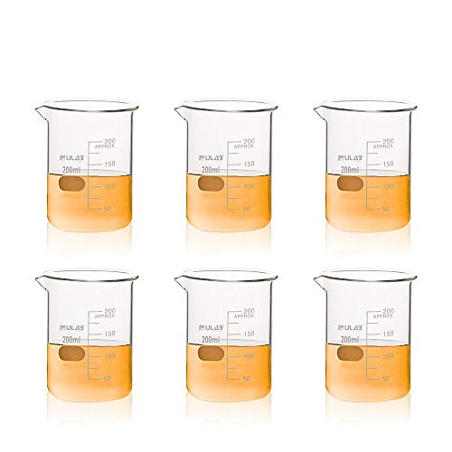 Улаб научни стаклени чаши, том. 250мл, 3,3 Боросиликат Грифин ниска форма со печатена матура, пакет од 5, UBG1033