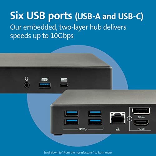Kensington SD4780P USB-C и Thunderbolt 3/4 Докинг станица за Windows, MacBooks, Surface и Chromebooks-Двојно 4K видео, 100W PD &