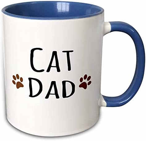 3drose мачка тато текст во црна боја со две отпечатоци од шепа-за машки сопственици на миленичиња и чаша за кики, 1 броење