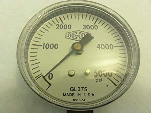 Диксон GL375 Стандарден сув мерач со 2-1/2 лице, 1/4 пониско монтирање, 0-5000 psi, 2,5