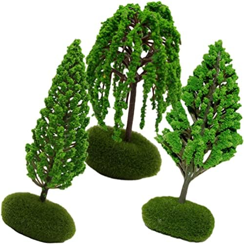 Didiseaon 3 парчиња мешани модели на дрво мини диорама дрвја минијатурни микро пејзажни дрвја мини песочни трки дрвја железнички предели за