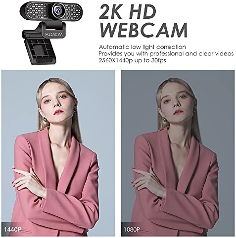 Hudakwa 1440p Веб Камера Со Микрофон 2K HD ВЕБ Камера USB Веб Камера Приклучок И Игра, Стриминг Камера За Зум/Skype/Тимови / OBS, КОМПЈУТЕР
