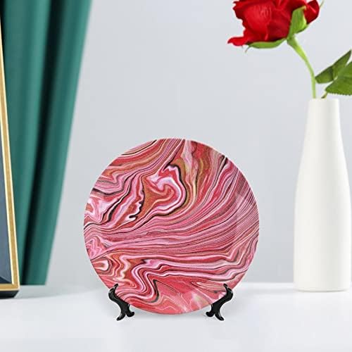 Xisunya 10 инчи Декоративна плоча, мермер околу порцелан, разнобојни уметнички брановидни линии во живописни тонови Апстрактна печатена