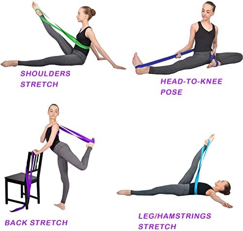 Појас за каишот Ywauou yoga [5 пакет], ywauou вежба прилагодливи ремени големини и издржлив Д-прстен, нееластични ленти за истегнување за пилатес, танц, гимнастика, физикална