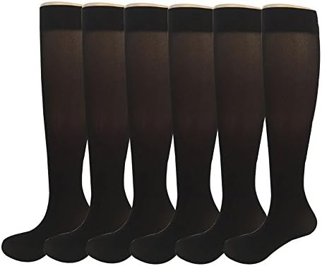EБЕРН 6 или 12 Пара Чорапи За Панталони За Жени, Непроѕирни Еластични Најлонски Чорапи За Фустани Со Високи Колена