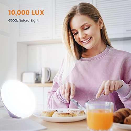 Ламба за терапија со Lastar Light, 10,000 Lux UV бесплатна сончева светлина со контрола на допир 3 Ниво на прилагодување на осветленост Ниво Сончева ламба