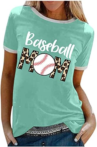 Врвови за жени летни кратки ракави, трендовски графички бејзбол мајки маици тунични маички за мама