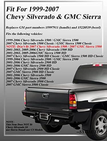 Службената рачка со сиоауто со задниот дел со клипови со шипки се вклопува за 1999-2007 Chevy Silverado GMC Sierra 1500 2500 3500 Црниот текстура заменува# 15997911