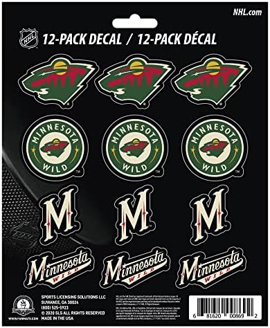 FanMats 30803 Minnesota Wild 12 Count Mini Decal Pack Pack