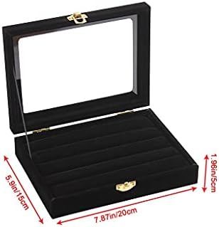 Scdhzp Velvet Glass Ring Ring, обетки за накит Организатор кутија држач за чување на лента за складирање, преносен накит кутија за складирање