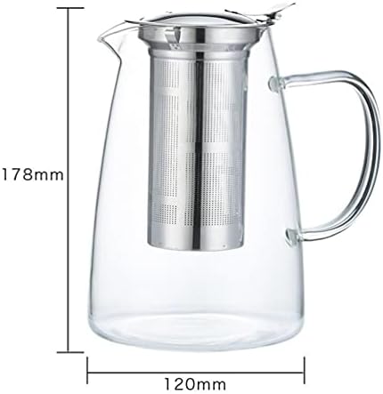 Стакло чајник од кабилок со инфузер 1250мл стаклен чај чај со рачка чајник со цедилка од не'рѓосувачки челик лабава лисја потопла