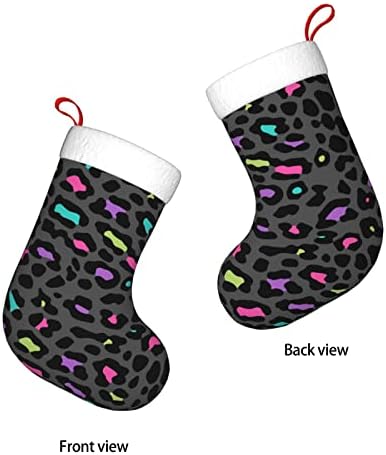 Аугенски Божиќни чорапи Популарни леопард сив ефект двострано камин што виси чорапи
