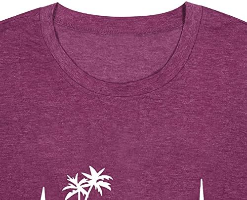 Маица за чукање на срцето на плажа за жени loveубовни графички маички за печатење на кратки ракави, летен летен одмор, врвови на врвови