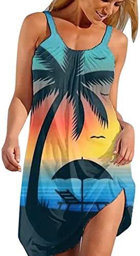 lcziwo женски плажа цветни печатени костими за капење без ракави за капење летен халтер облечен облечен во облекување обични сандери