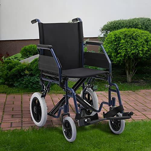 Магшион лесна транспортна инвалидска количка со замав-одморен одмор и потпирачи за потпирачи за ракави, 17 ”, широко столче за седишта