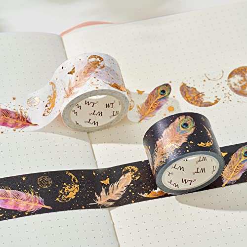 WT Catcher Catcher Washi Tape Set, 2 ролни, оригинални дизајни, декоративна лента за маскирање, занаетчиска лента за злато фолија, материјали